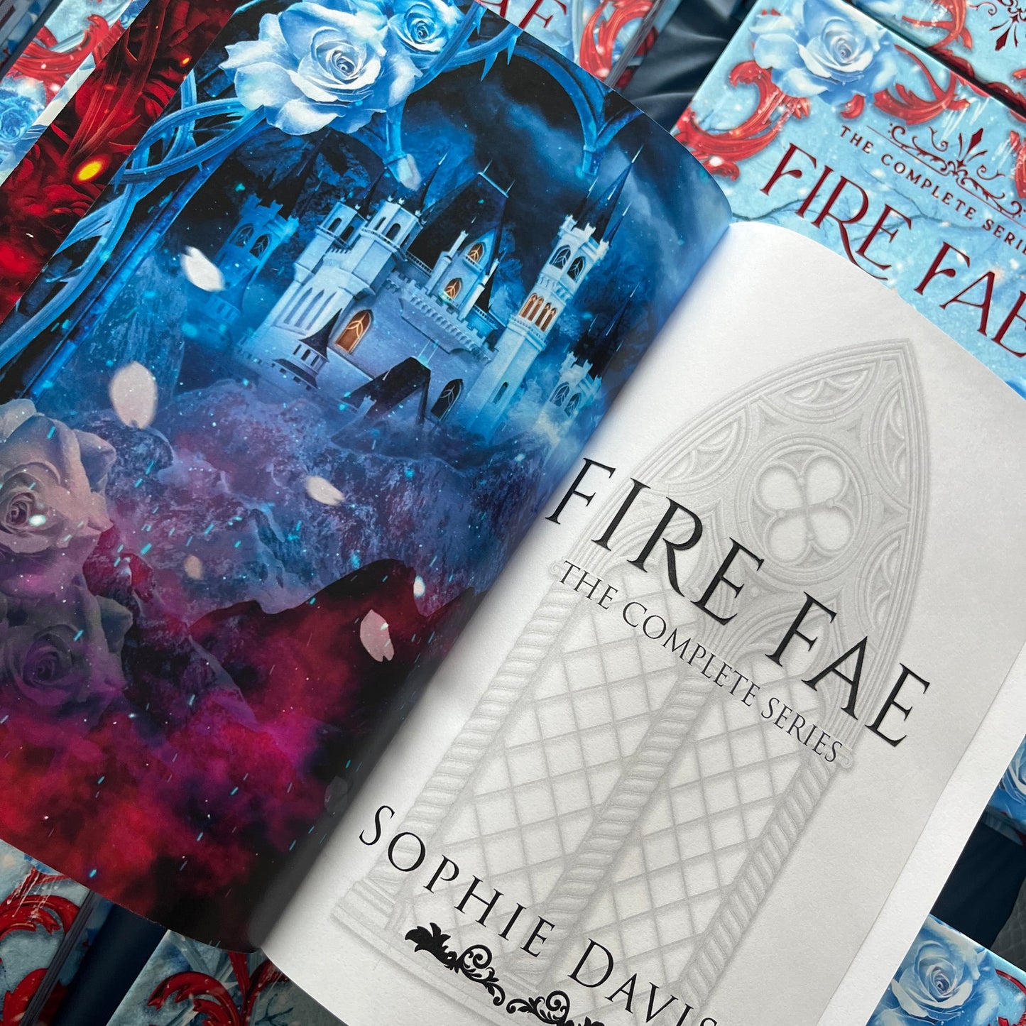 Book titled 'Fire Fae' by Sophie Davis on a colorful background